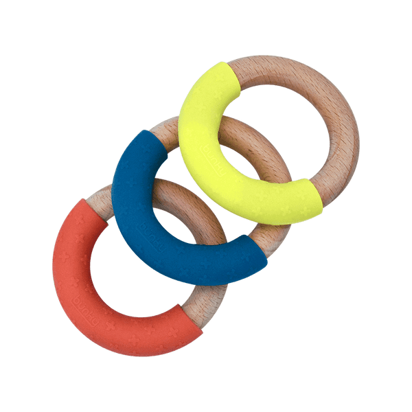 Wood & Silicone 3-Pack Classic Ring | Buy Silicone + Wood Teethers and Teethers + Clips for Babies from bünky