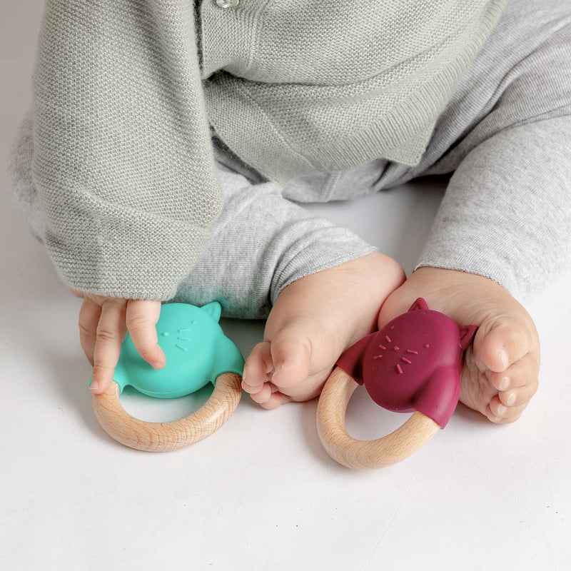 Cat Teether || Juju | Buy Silicone + Wood Teethers and Teethers + Clips for Babies from bünky