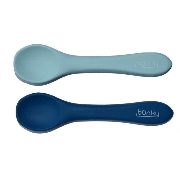 Silicone Baby Spoons – Blue & Green - otterlove by Platinum Pure